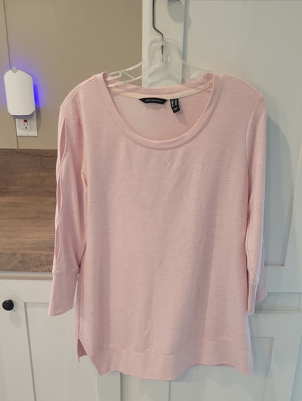 H by Halston Pale Pink Scoop Neck Long Sleeve Top